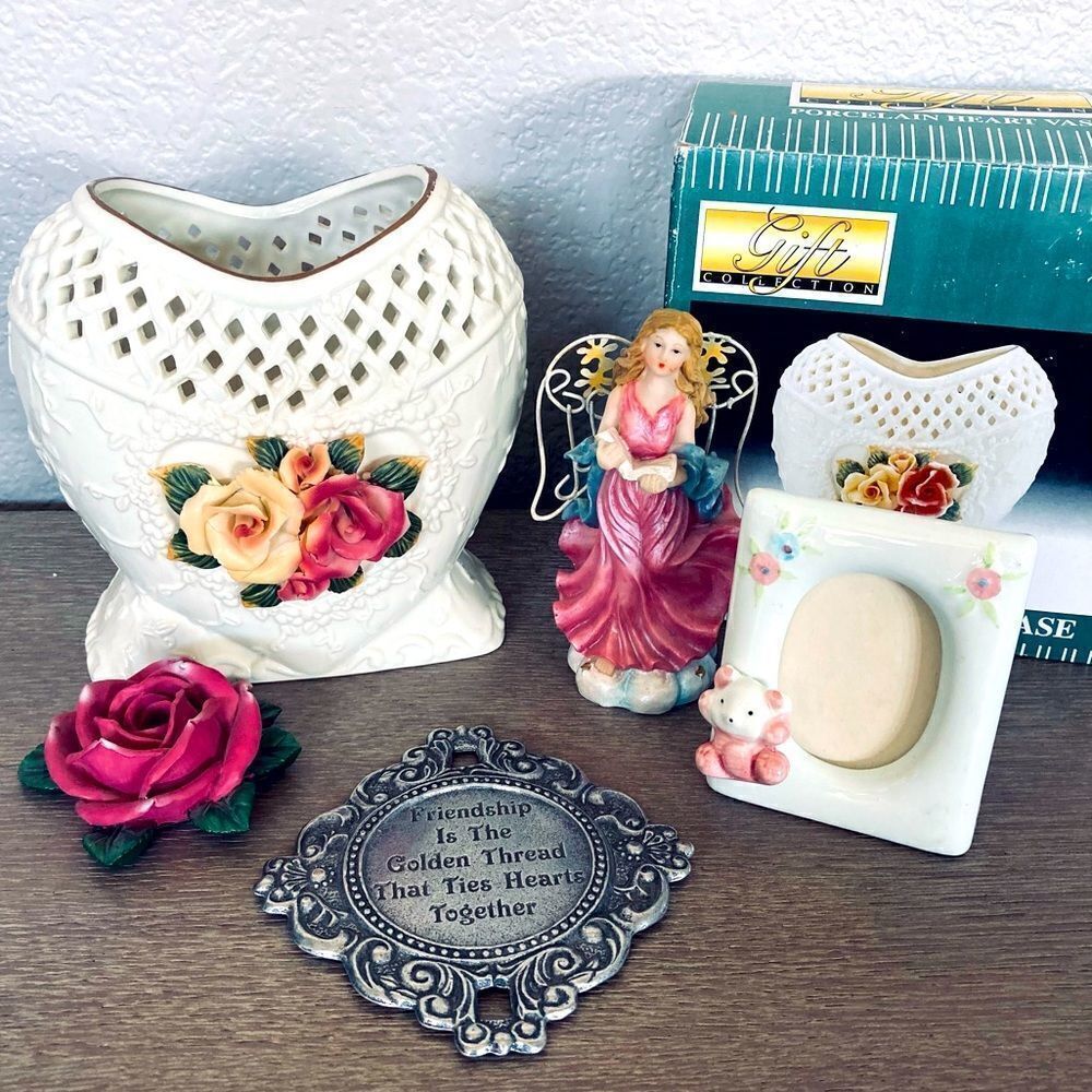 Vintage Floral Decor Trinket Figurines Lot